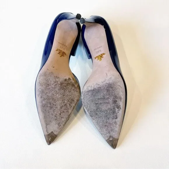 Prada D’Orsay Blue Patent Pumps 39.5 - Picture 8 of 12